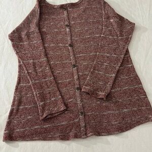 Cozy Red and Gray Cardigan Sweater